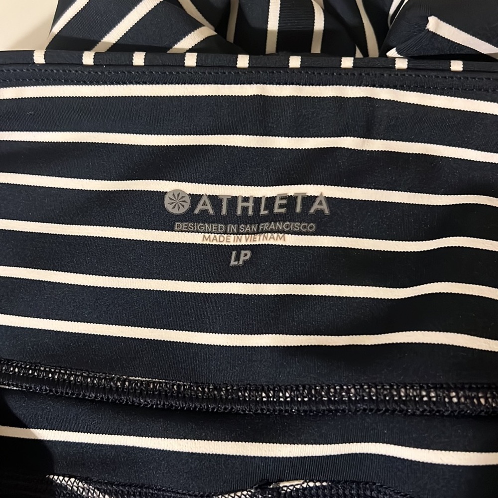 Athleta Contender 7/8 Navy Blue and White Leggings - Large (P) - Picture 4 of 5